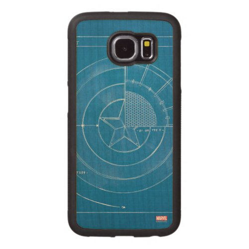 Captain America Shield Blueprint Carved Wood Samsung Galaxy S6 Case