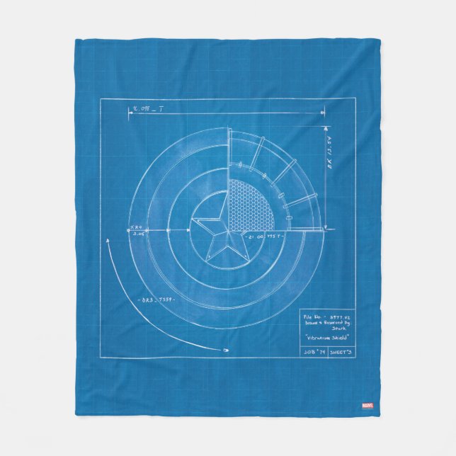 Captain America Shield Blueprint Fleece Blanket (Front)