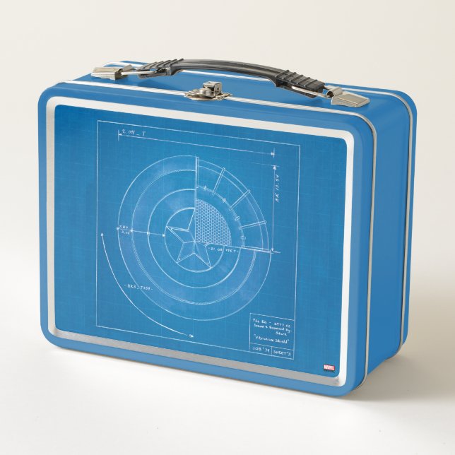 Captain America Shield Blueprint Metal Lunch Box (Front)