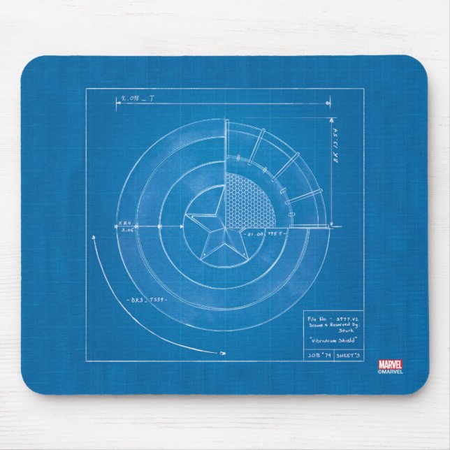 Captain America Shield Blueprint Mouse Pad (Front)