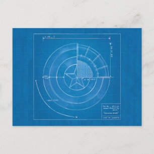Captain America Shield Blueprint Postcard
