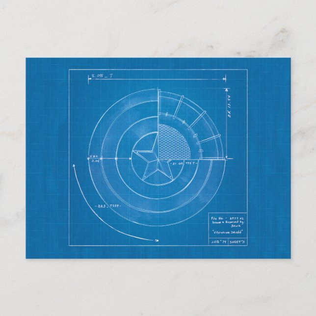 Captain America Shield Blueprint Postcard (Front)