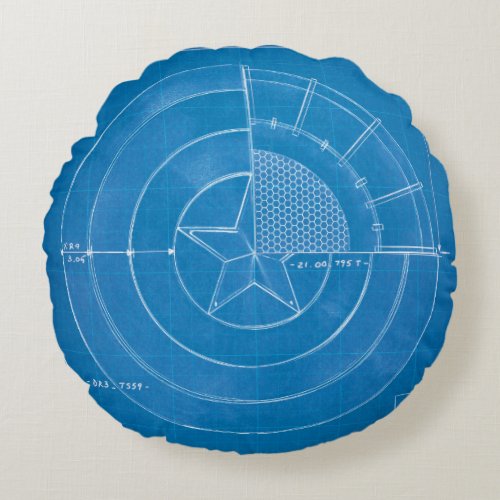 Captain America Shield Blueprint Round Pillow