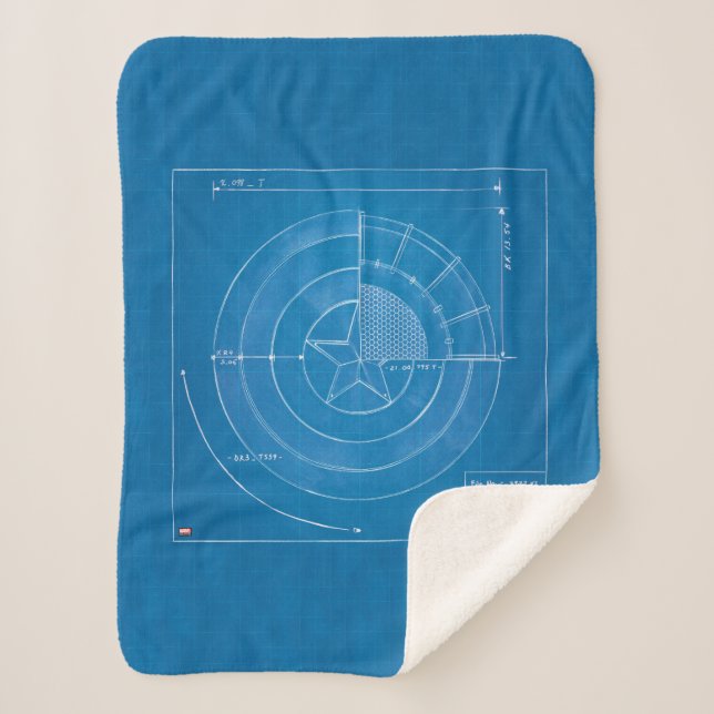 Captain America Shield Blueprint Sherpa Blanket (Front)