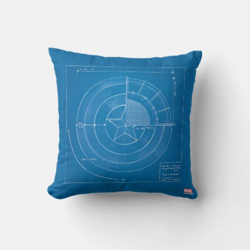 Captain America Shield Blueprint Throw Pillow