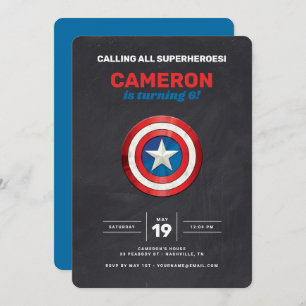 Captain America Shield Chalkboard Birthday Invitation