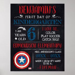 Captain America Shield First or Last Day of School Poster