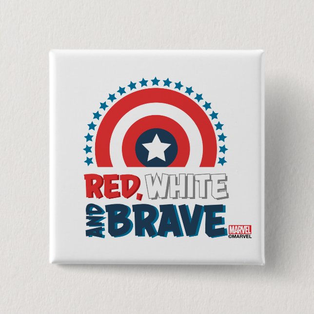 Captain America Shield "Red, White, & Brave" Button (Front)