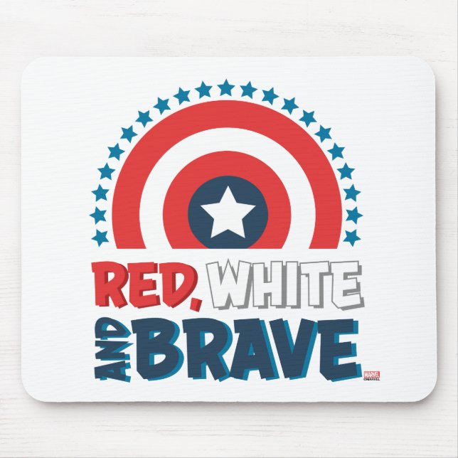 Captain America Shield "Red, White, & Brave" Mouse Pad (Front)