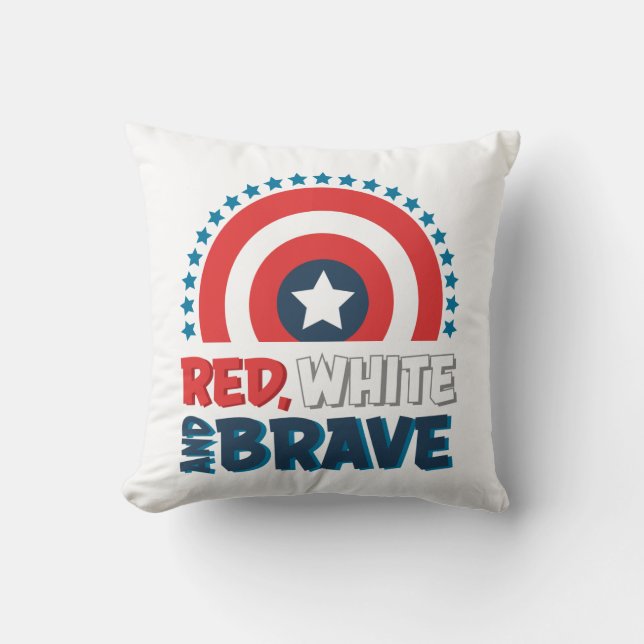 Captain America Shield "Red, White, & Brave" Throw Pillow (Front)