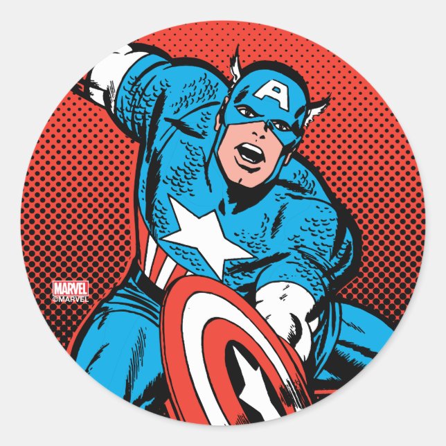 Captain America Shield Slam Classic Round Sticker (Front)