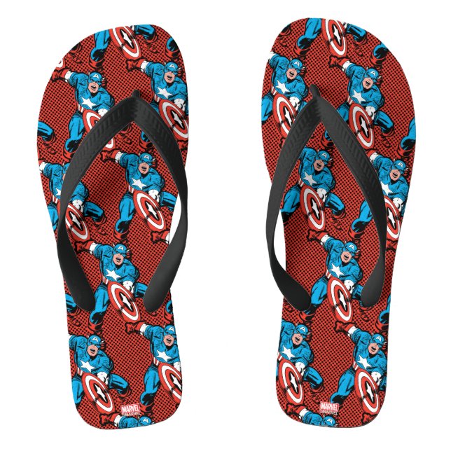 Captain America Shield Slam Flip Flops (Footbed)