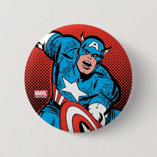 Captain America Shield Slam Pinback Button (Front)