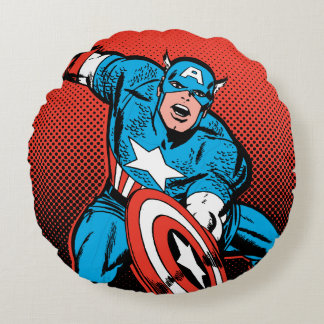 Captain America Shield Slam Round Pillow