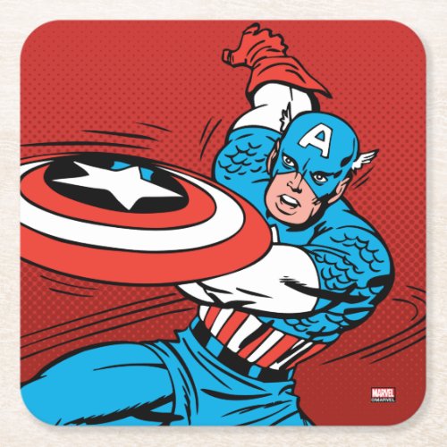 Captain America Shield Slash Square Paper Coaster