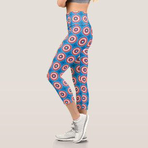 Captain America Shield & Stars Pattern Capri Leggings