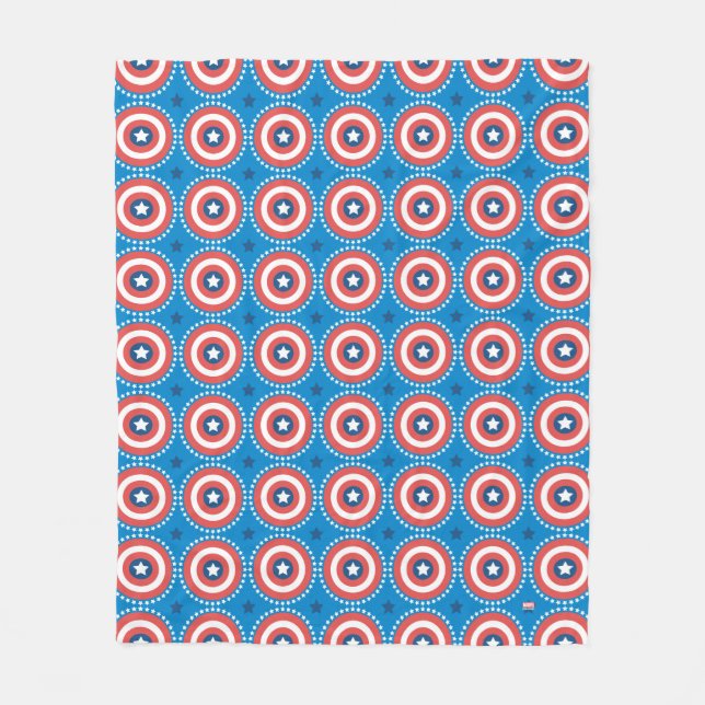 Captain America Shield & Stars Pattern Fleece Blanket (Front)