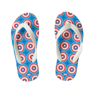 Captain America Shield & Stars Pattern Kid's Flip Flops