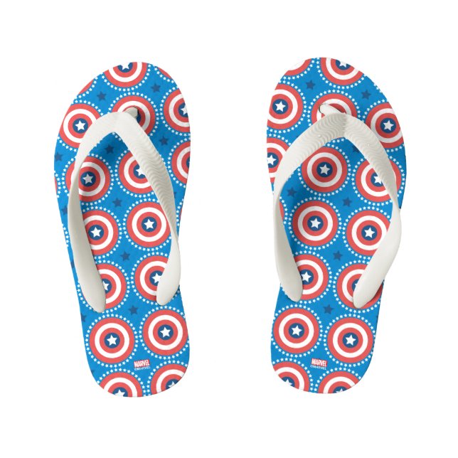 Captain America Shield & Stars Pattern Kid's Flip Flops (Footbed)