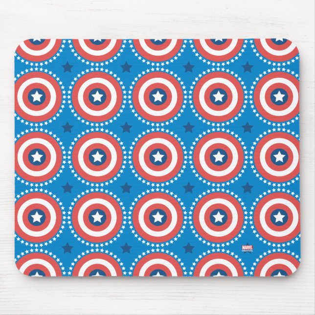 Captain America Shield & Stars Pattern Mouse Pad (Front)