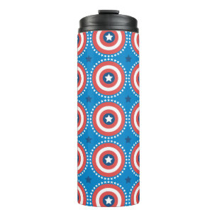 Captain America Shield & Stars Pattern Thermal Tumbler