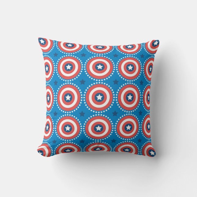 Captain America Shield & Stars Pattern Throw Pillow (Front)