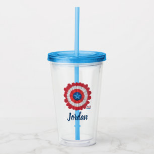 Captain America Shield Styled Daisy Flower Acrylic Tumbler