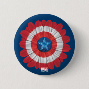 Captain America Shield Styled Daisy Flower Button