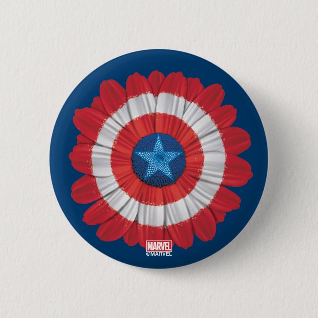 Captain America Shield Styled Daisy Flower Button (Front)