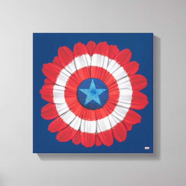 Captain America Shield Styled Daisy Flower Canvas Print (Front)