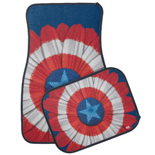 Captain America Shield Styled Daisy Flower Car Floor Mat