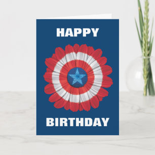 Captain America Shield Styled Daisy Flower Card