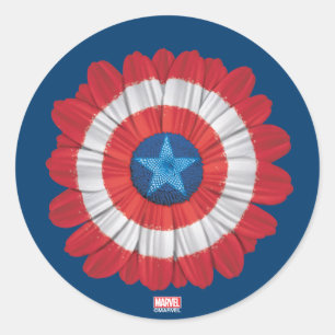 Captain America Shield Styled Daisy Flower Classic Round Sticker