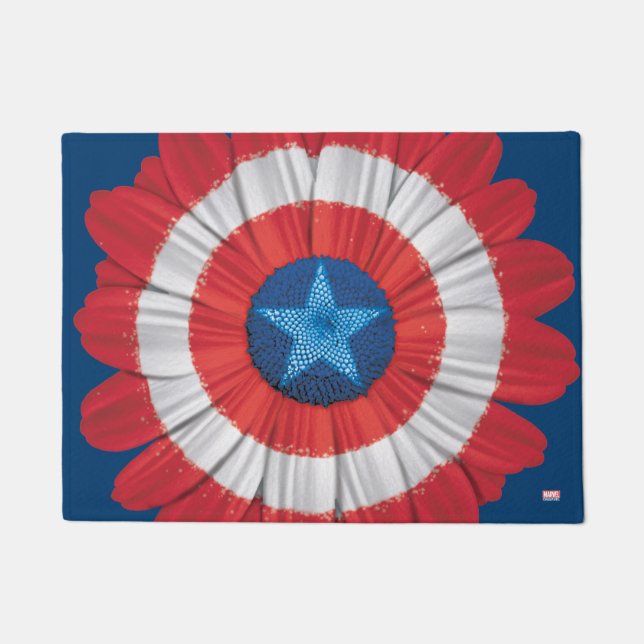 Captain America Shield Styled Daisy Flower Doormat (Front)