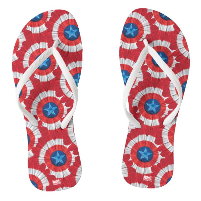 Captain America Shield Styled Daisy Flower Flip Flops (Footbed)
