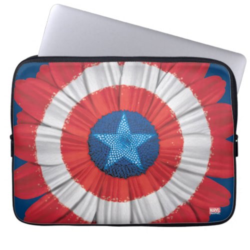 Captain America Shield Styled Daisy Flower Laptop Sleeve