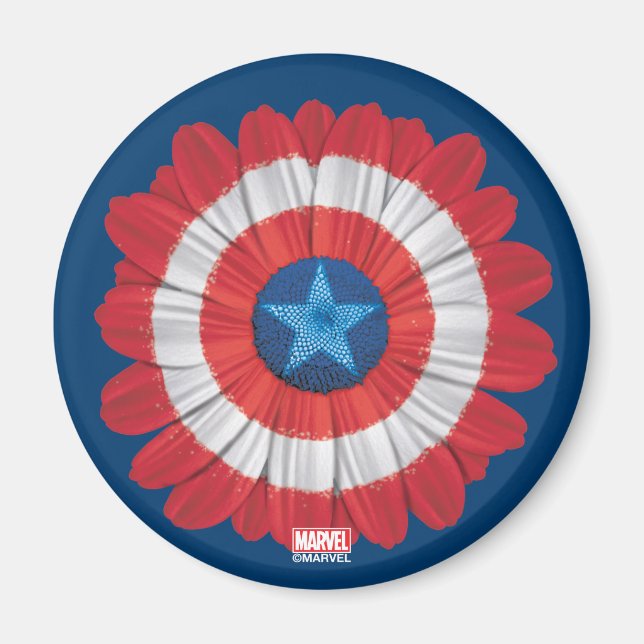 Captain America Shield Styled Daisy Flower Magnet (Front)