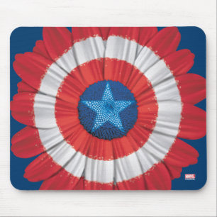 Captain America Shield Styled Daisy Flower Mouse Pad
