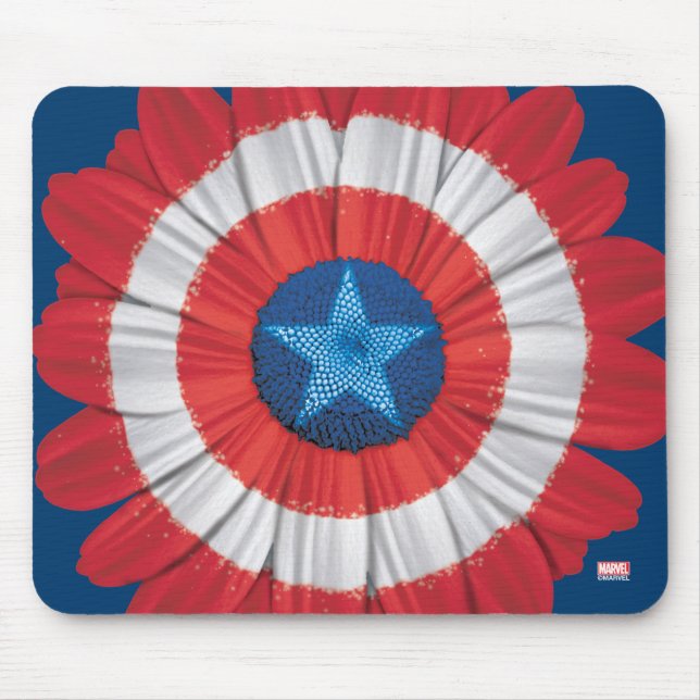 Captain America Shield Styled Daisy Flower Mouse Pad (Front)