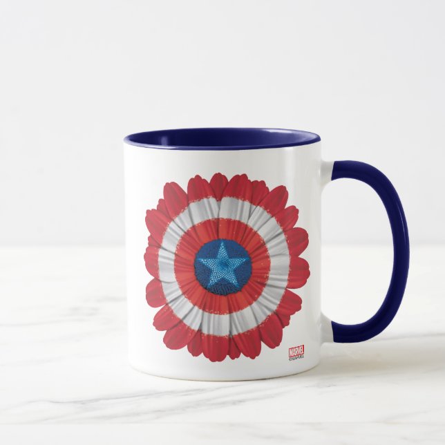 Captain America Shield Styled Daisy Flower Mug (Right)