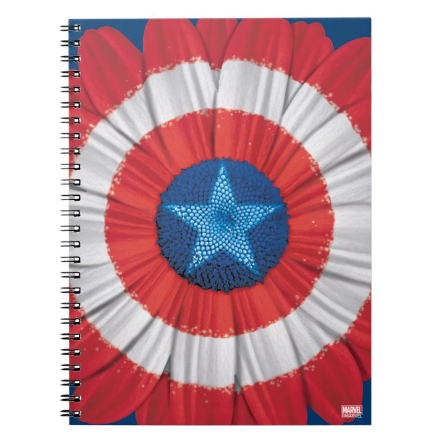 Captain America Shield Styled Daisy Flower Notebook (Front)