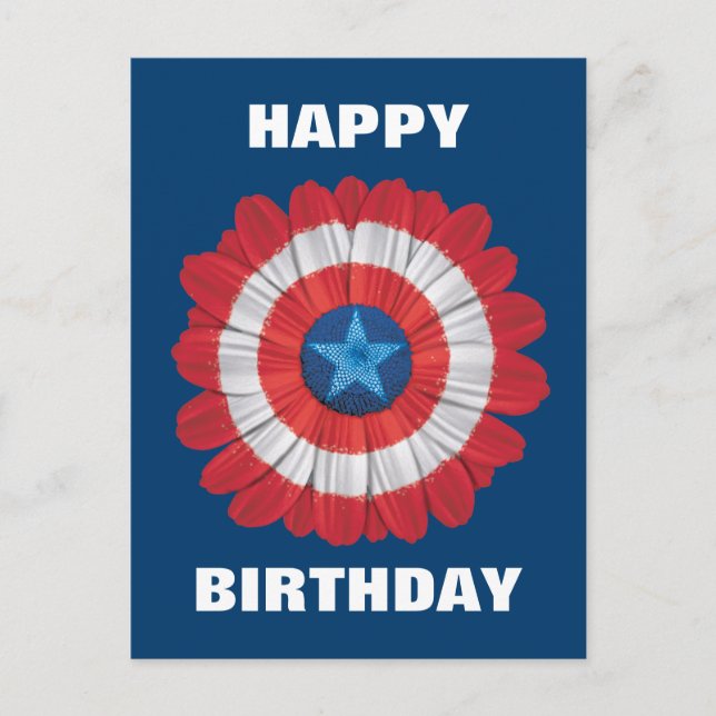 Captain America Shield Styled Daisy Flower Postcard (Front)