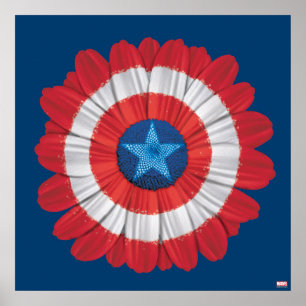 Captain America Shield Styled Daisy Flower Poster