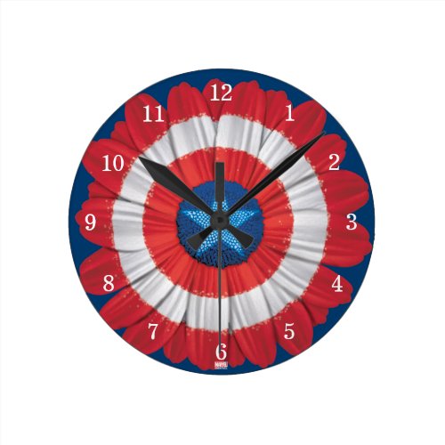 Captain America Shield Styled Daisy Flower Round Clock