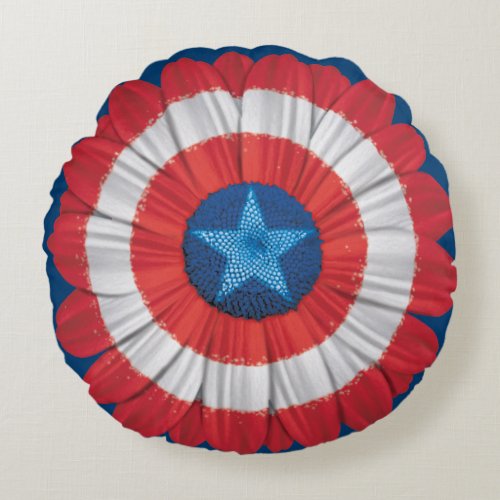 Captain America Shield Styled Daisy Flower Round Pillow