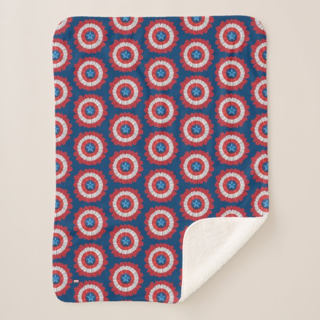 Captain America Shield Styled Daisy Flower Sherpa Blanket (Front)