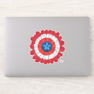 Captain America Shield Styled Daisy Flower Sticker