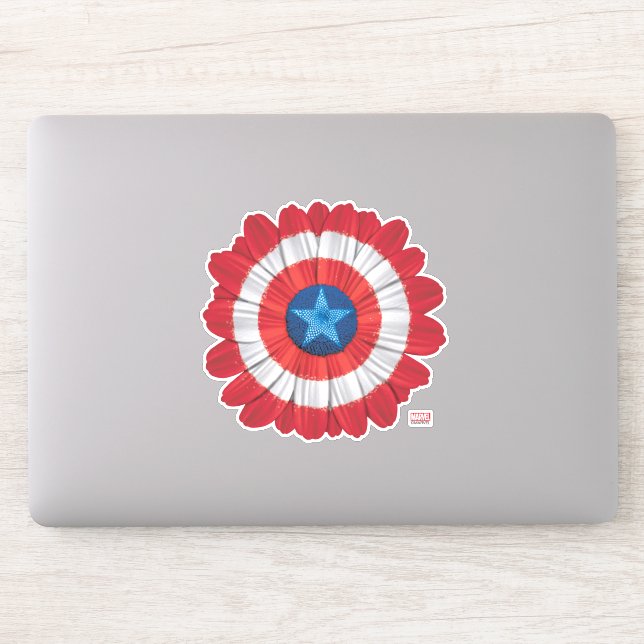 Captain America Shield Styled Daisy Flower Sticker (Computer)