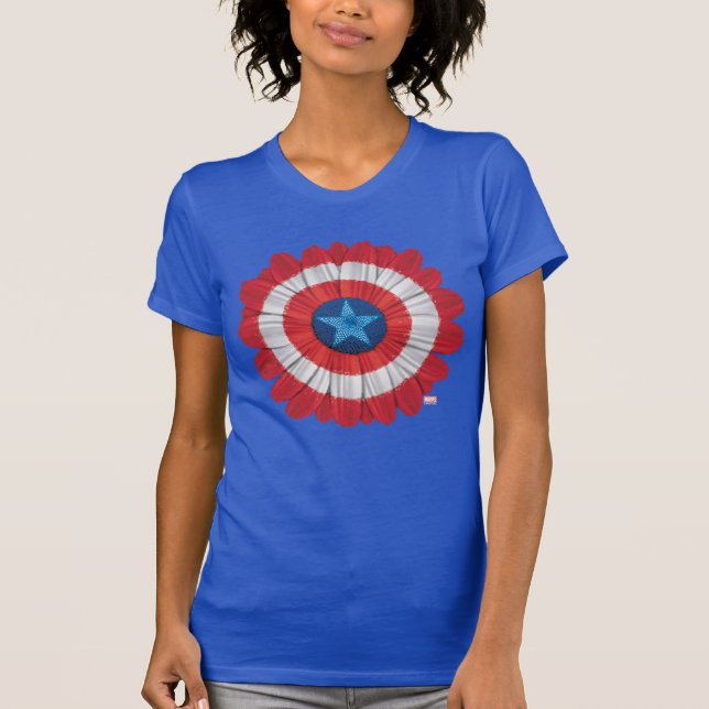 Captain America Shield Styled Daisy Flower T-Shirt (Front)
