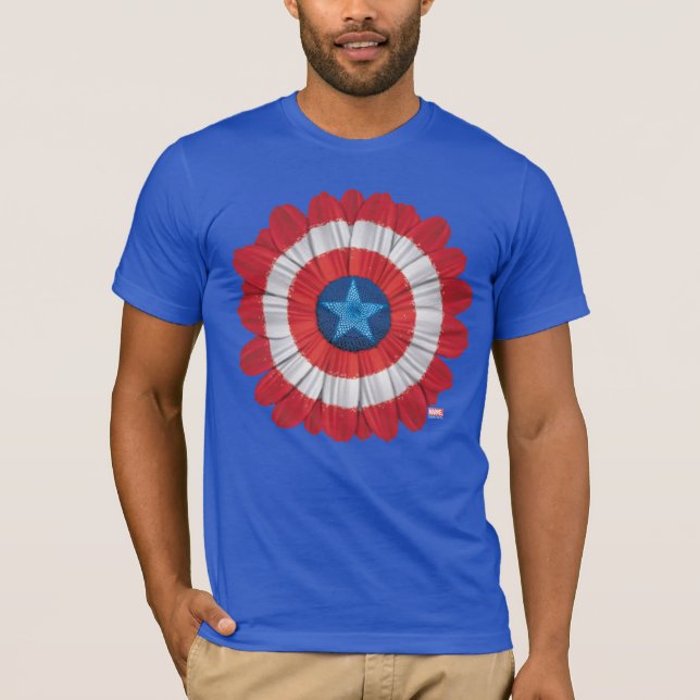 Captain America Shield Styled Daisy Flower T-Shirt (Front)